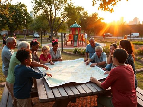 Fotografía de un profesional interactuando con una familia en un entorno comunitario