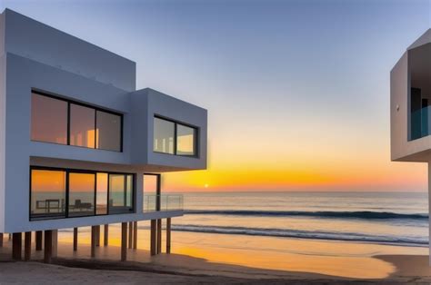 Foto: Hermosa casa de playa al atardecer