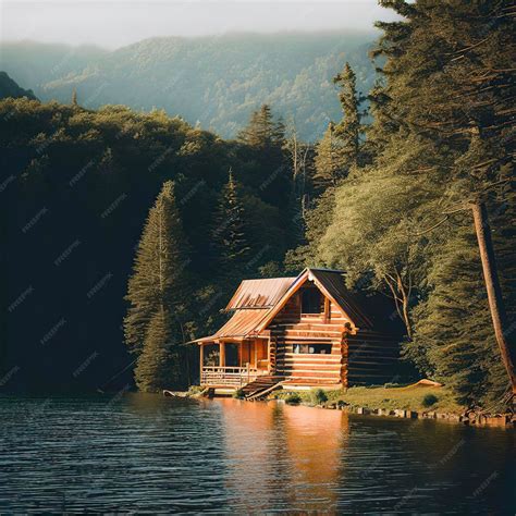 Foto: Cabaña rústica junto a un lago tranquilo
