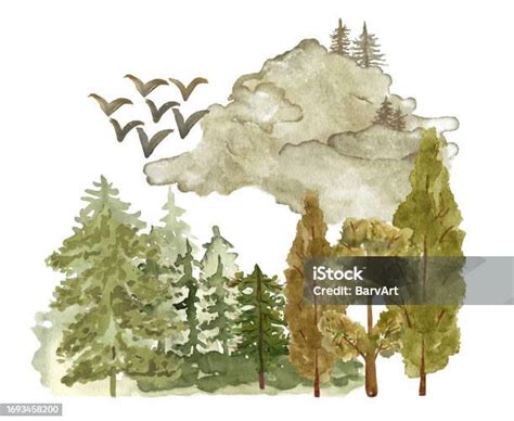 Ilustración: Paisaje montañoso o boscoso con elementos naturales