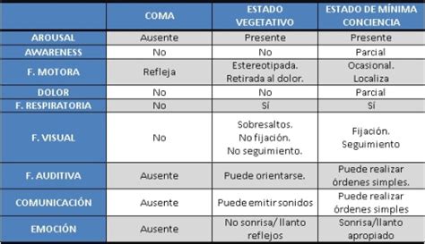 Diferencias entre coma, estado vegetativo y estado de conciencia mínima