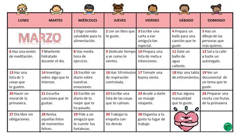 Imagen de un calendario con actividades de autocuidado marcadas y otro miembro de la familia ayudando con el cuidado.