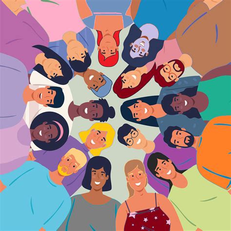 ilustración de personas conversando en un entorno inclusivo