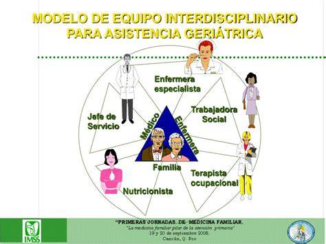 Esquema de equipo multidisciplinario en geriatría