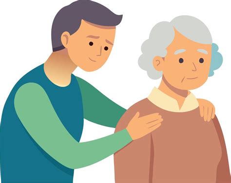 Ilustración de una mujer mayor cuidando a un familiar