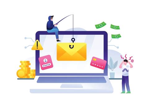 Ilustración de un correo electrónico de phishing con marcas de verificación y advertencias sobre errores comunes