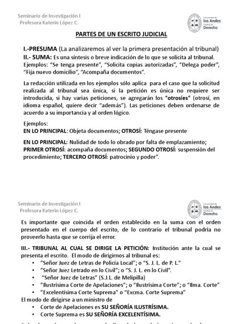 Esquema de las partes constitutivas de un escrito judicial de pliego de posiciones