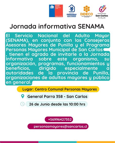 Infografía general de los beneficios ofrecidos por SENAMA