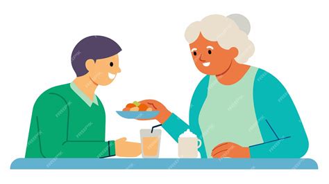Foto de una persona mayor siendo alimentada por un cuidador con cariño y paciencia