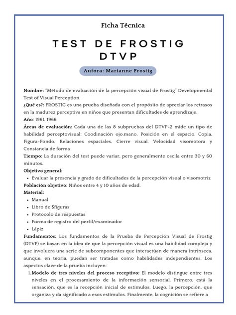 Esquema del Test de Frostig y sus componentes