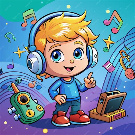 Ilustración de un niño con auriculares y un micrófono, representando el uso de un entrenador auditivo FM.