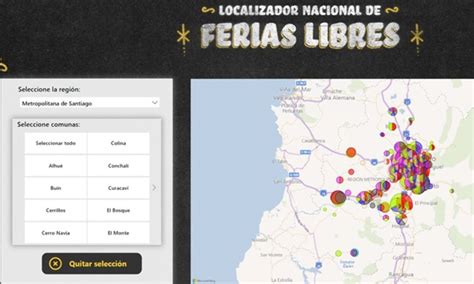 Mapa de la ubicación de las primeras ferias libres en Santiago, Chile