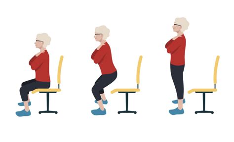 Adulto mayor realizando el test de levantarse y sentarse en una silla