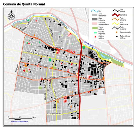 Mapa de Quinta Normal mostrando la ubicación de la Biblioteca, Casona Dubois y CORMUDEP.