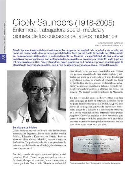 Fotografía de Cicely Saunders, pionera de los cuidados paliativos modernos