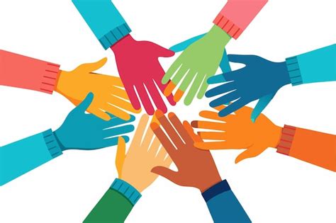 Ilustración de manos unidas, simbolizando colaboración y apoyo en la catequesis.