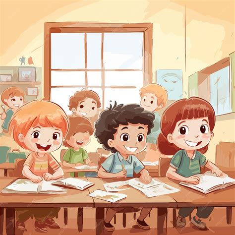 ilustración de niños participando en actividades inclusivas en el aula
