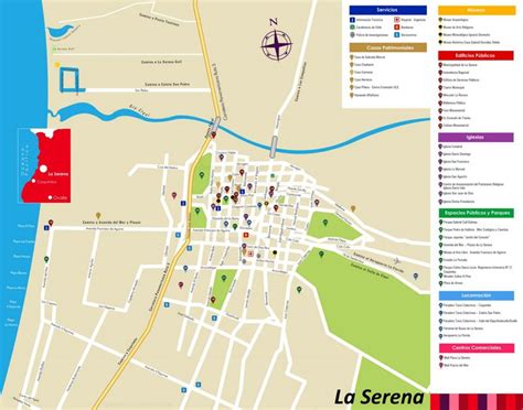 Mapa de La Serena con parques y áreas verdes destacadas aptas para perros
