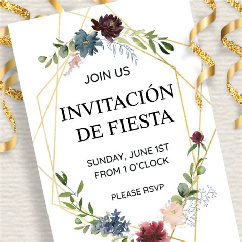 Tarjeta de invitación personalizada con foto familiar para adultos mayores