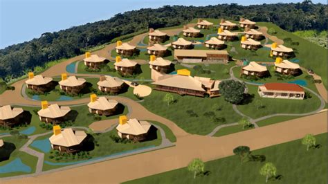 Representación arquitectónica de una comunidad cohousing con casas y áreas compartidas