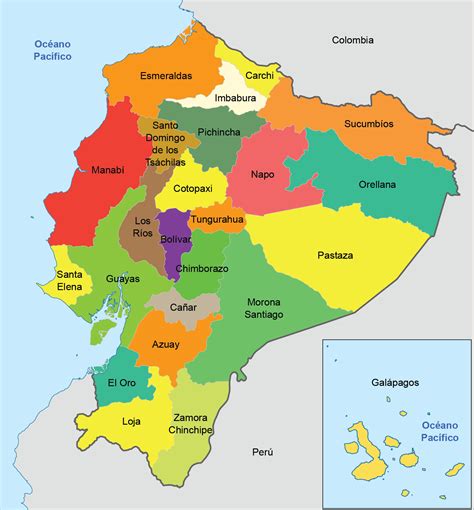 Mapa de Ecuador con las zonas de estudio resaltadas en la región andina y amazónica.