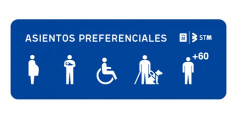 Señalización de asientos preferenciales en transporte público