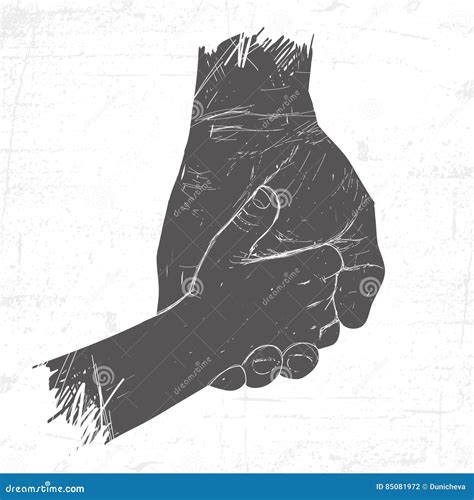 Ilustración de una mano adulta y una mano pequeña entrelazadas