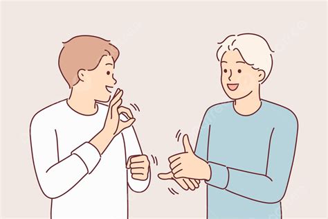 Ilustración de personas comunicándose con lengua de señas