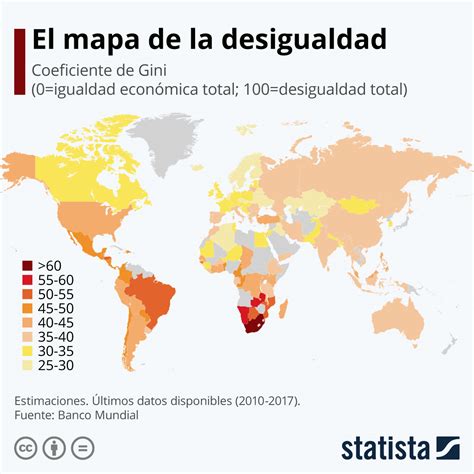 Mapa mundial de ciudades más violentas o infografía sobre desigualdad de ingresos