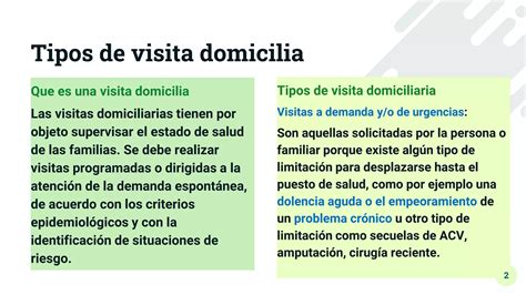 Infografía comparativa de los diferentes tipos de visitas domiciliarias (integral, epidemiológica, atención domiciliaria).