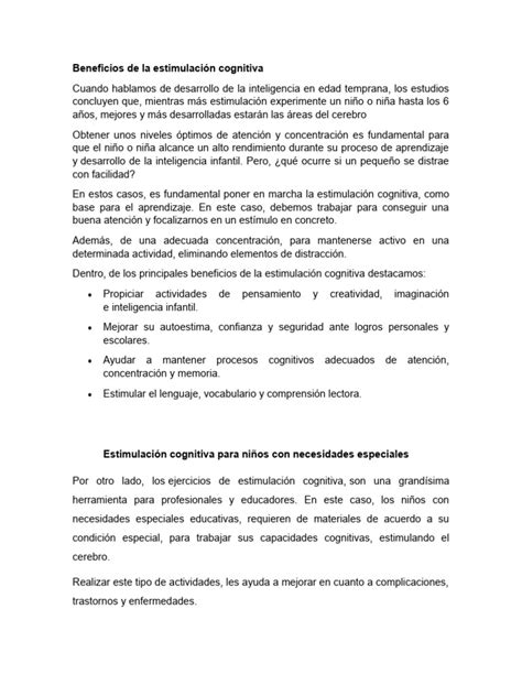 Infografía: Beneficios de la estimulación cognitiva para el lenguaje en DI