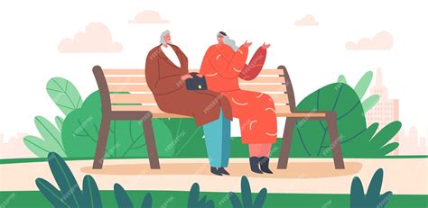Ilustración de dos mujeres mayores sentadas en un banco de parque, compartiendo una conversación.