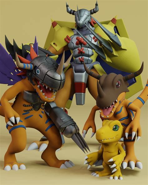 Agumon y Greymon en Tokio luchando contra Parrotmon
