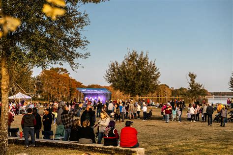 Fotografía aérea o de una gran multitud disfrutando de un festival al aire libre en un parque