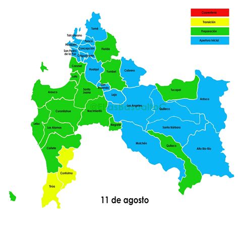 mapa de la región de Bío Bío con San Rosendo y otras comunas destacadas por su nivel de pobreza