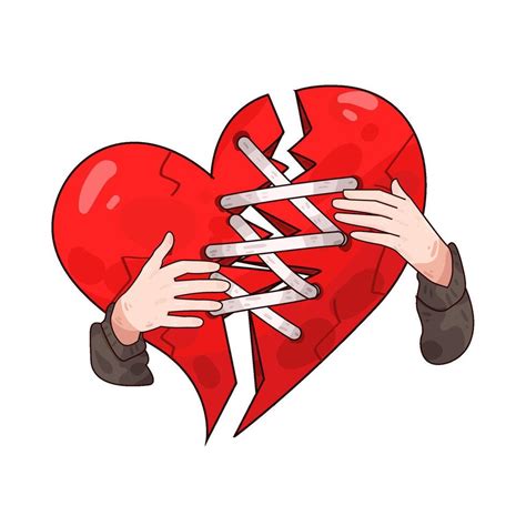 ilustración simbólica de un corazón roto con sellos del estado