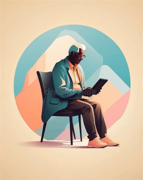 ilustración de una persona mayor viendo figuras abstractas en su entorno