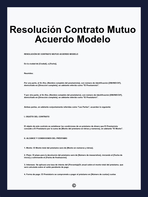 Documento de mutuo consentimiento para resciliación