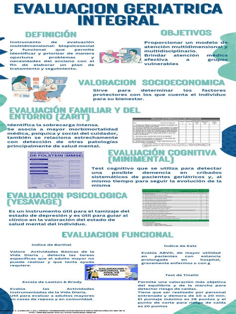 Infografía sobre los componentes de la Evaluación Geriátrica Integral