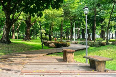 Parque con caminos amplios y bancas para descanso