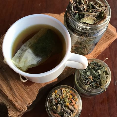 Infusiones de hierbas digestivas en tazas