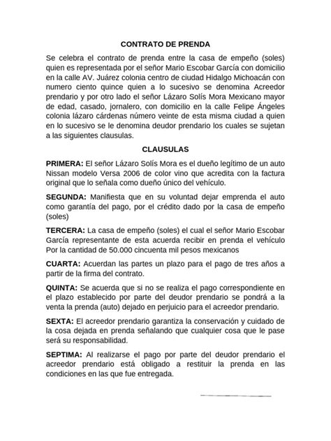 Infografía: Esquema básico de un contrato de prenda, mostrando la relación entre el deudor (constituyente), el acreedor y el bien mueble entregado en garantía.