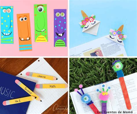 marcapáginas con flores de papel que los niños pueden regalar a sus abuelos