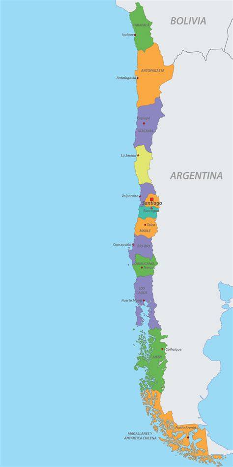 Mapa de Chile con rutas turísticas destacadas para adultos mayores