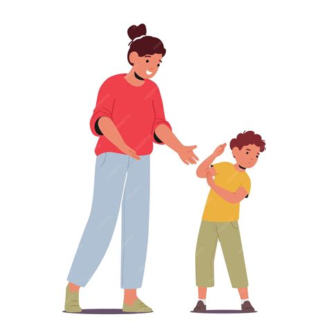 Ilustración de un niño autista con su madre interactuando en un entorno social