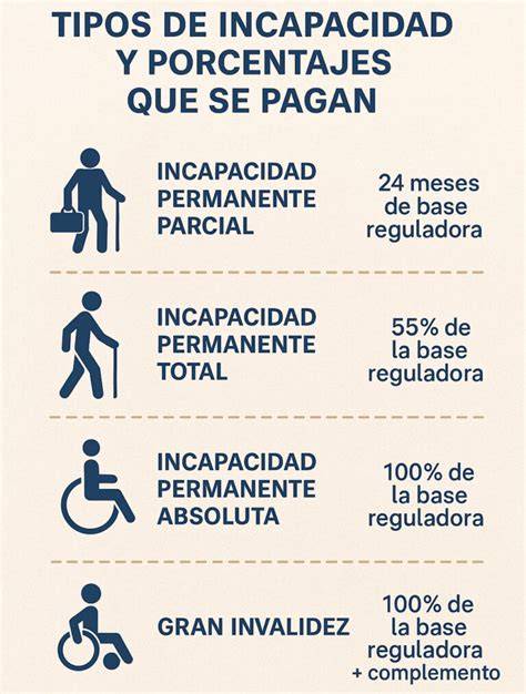 Esquema general de grados de incapacidad y sus pensiones