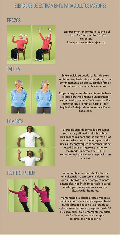 Esquema de ejercicios de estiramiento progresivo adaptados para adultos mayores