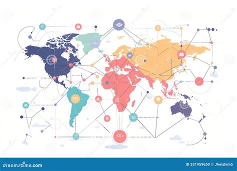 Ilustración que representa una red de apoyo conectando diferentes países