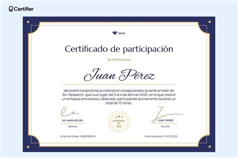 Imagen de un certificado de participación genérico