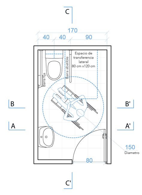 Diseño de baño accesible con lavamanos para silla de ruedas